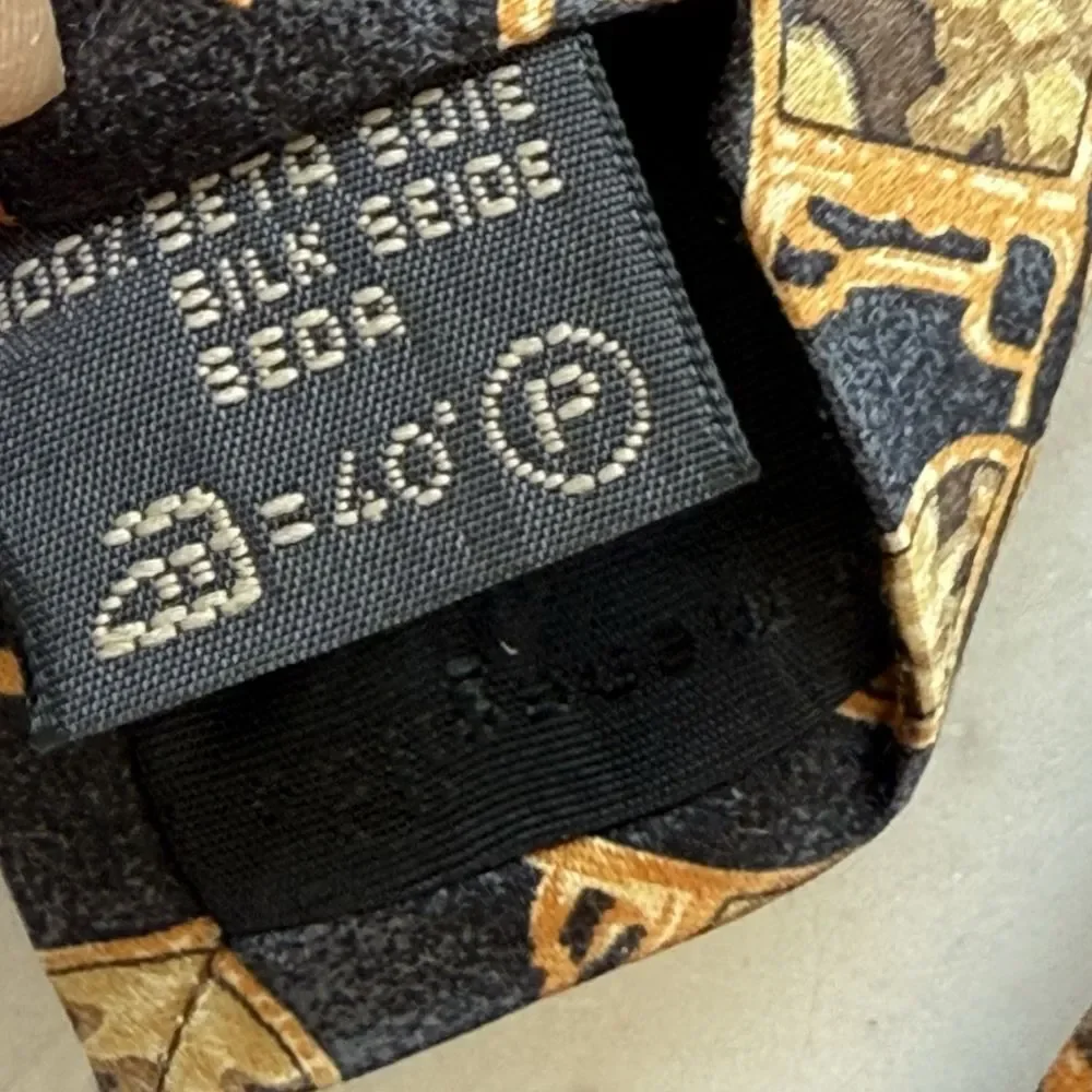 Ermenigildo Zegna Gold Blue CHAIR 100% Silk‎ Neck Tie Length 56